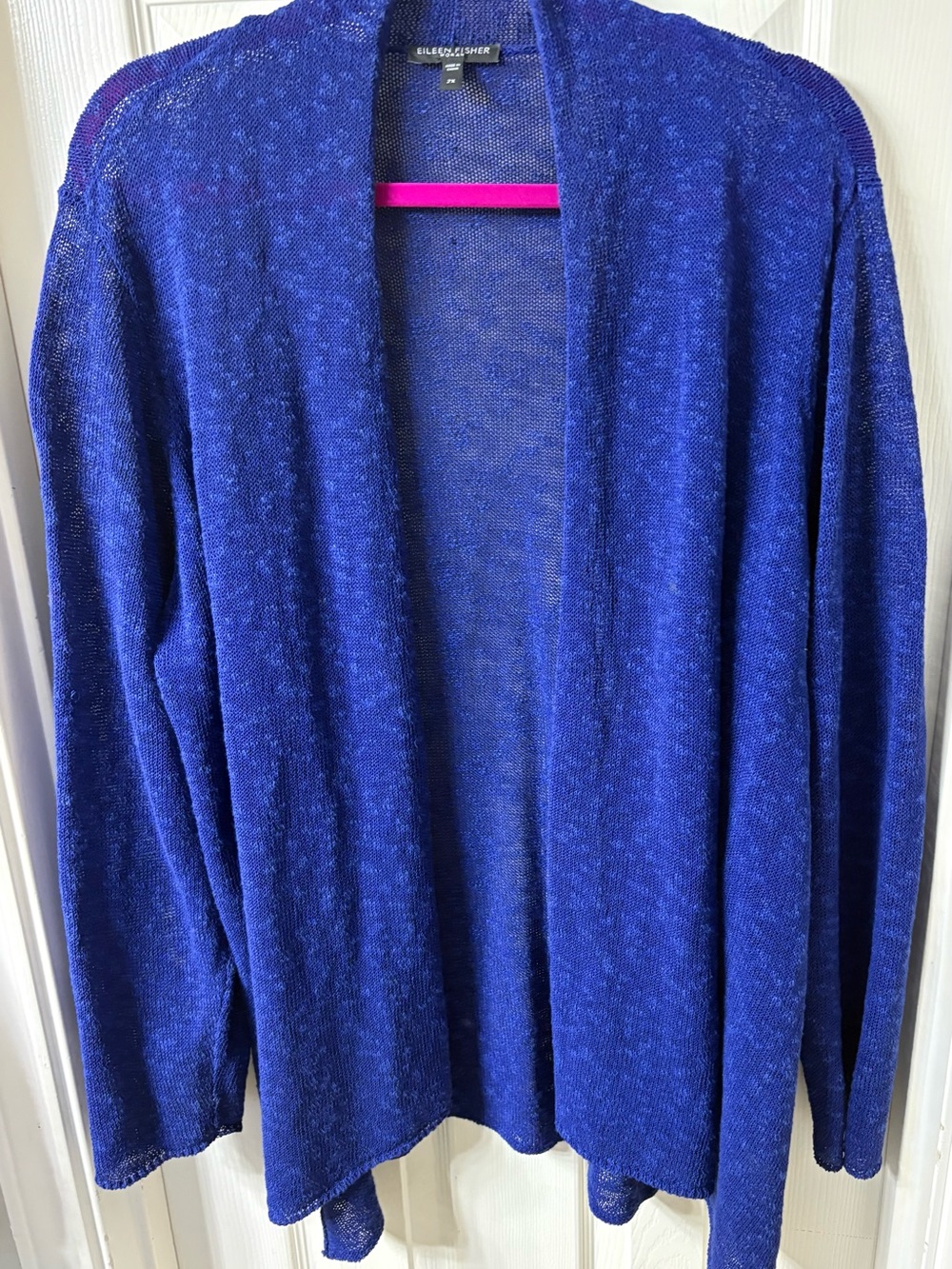 EILEEN FISHER LINEN/COTTON ROYAL BLUE OPEN SWEATER sz 2X